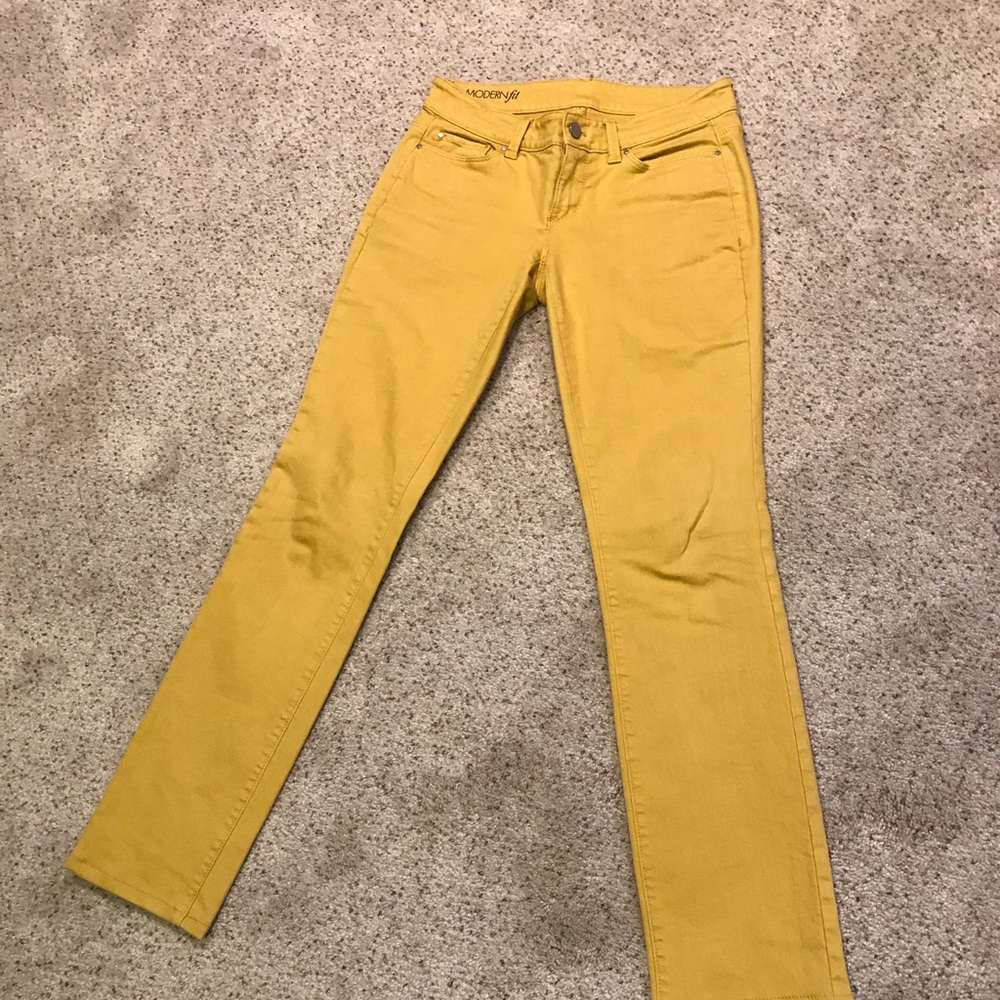 Ann Taylor mustard yellow skinny jeans